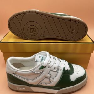 FENDI MATCH SNEAKERS GREEN LEATHER LOW-TOPS - F027