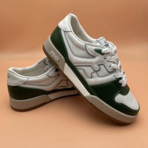 FENDI MATCH SNEAKERS GREEN LEATHER LOW-TOPS - F027