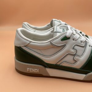 FENDI MATCH SNEAKERS GREEN LEATHER LOW-TOPS - F027