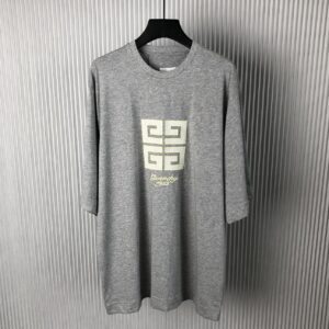 GIVENCHY 4G T-SHIRT IN COTTON LIGHT GREY MELANGE - K003