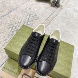 GUCCI ACE PERFORATED INTERLOCKING G BLACK - G158