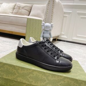 GUCCI ACE PERFORATED INTERLOCKING G BLACK - G158