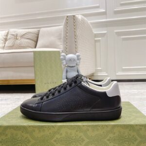 GUCCI ACE PERFORATED INTERLOCKING G BLACK - G158