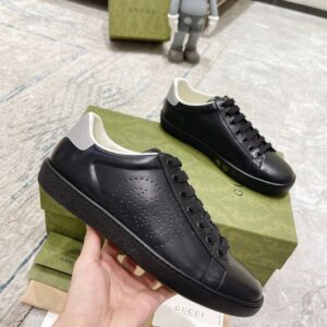 GUCCI ACE PERFORATED INTERLOCKING G BLACK - G158