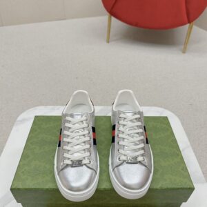 GUCCI ACE SNEAKER METALLIC SILVER LEATHER - G122