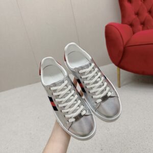 GUCCI ACE SNEAKER METALLIC SILVER LEATHER - G122