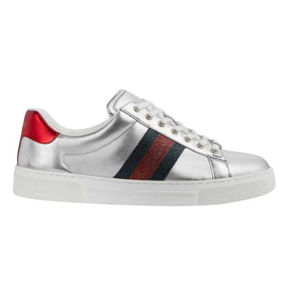 GUCCI ACE SNEAKER METALLIC SILVER LEATHER - G122