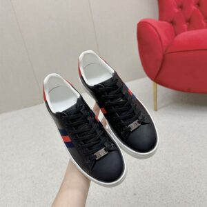 GUCCI ACE SNEAKER WITH WEB BLACK LEATHER - G121