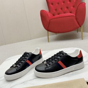 GUCCI ACE SNEAKER WITH WEB BLACK LEATHER - G121