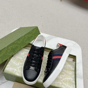 GUCCI ACE SNEAKER WITH WEB BLACK LEATHER - G121