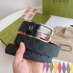 GUCCI BELT WITH INTERLOCKING G DETAIL BLACK SUPREME - AB006