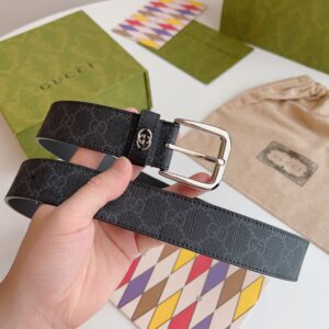 GUCCI BELT WITH INTERLOCKING G DETAIL BLACK SUPREME - AB006