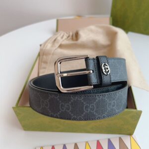 GUCCI BELT WITH INTERLOCKING G DETAIL BLACK SUPREME - AB006