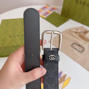 GUCCI BELT WITH INTERLOCKING G DETAIL BLACK SUPREME - AB006