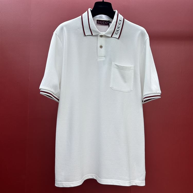 GUCCI COTTON PIQUET POLO SHIRT WITH WEB - X029