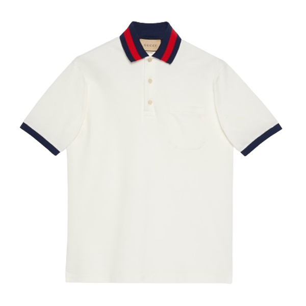 GUCCI COTTON PIQUET POLO WITH WEB COLLAR - X036