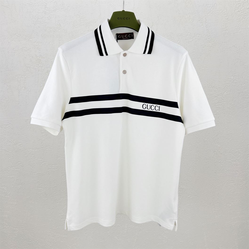 GUCCI COTTON POLO SHIRT WITH GUCCI PRINT - X022