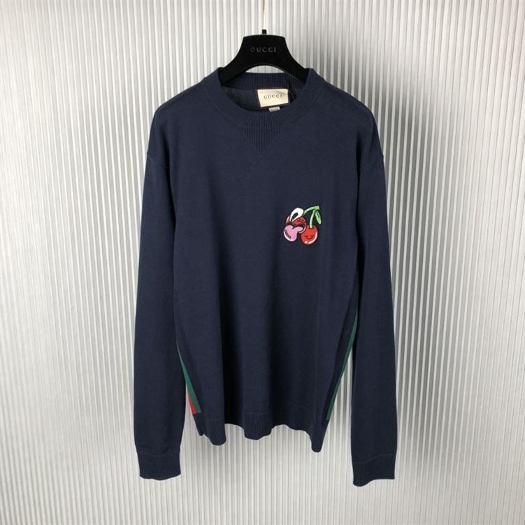 GUCCI COTTON WOOL WITH PATCH IN DARK BLUE - H022