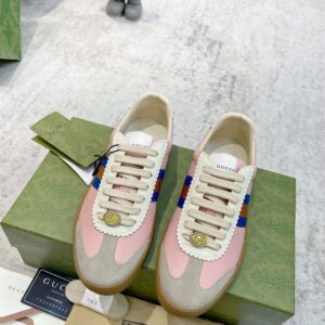 GUCCI G74 WEB LEATHER SNEAKERS - G048