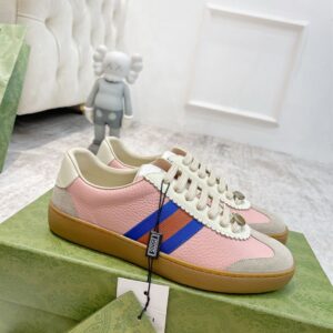 GUCCI G74 WEB LEATHER SNEAKERS - G048