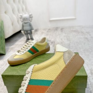 GUCCI G74 WEB LEATHER SNEAKERS - G049