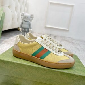 GUCCI G74 WEB LEATHER SNEAKERS - G049