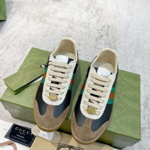 GUCCI G74 WEB LEATHER SNEAKERS - G050