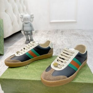 GUCCI G74 WEB LEATHER SNEAKERS - G050