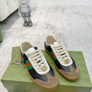 GUCCI G74 WEB LEATHER SNEAKERS - G050