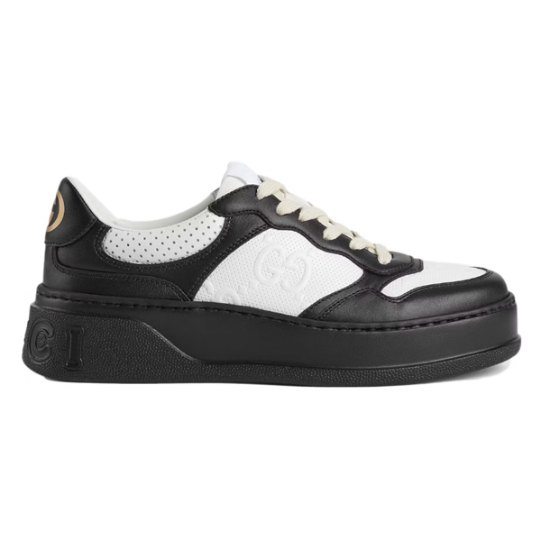 GUCCI GG EMBOSSED SNEAKERS BLACK WHITE - G054