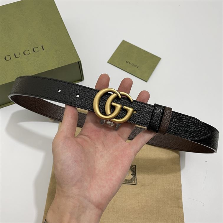 GUCCI GG MARMONT REVERSIBLE BELT BLACK AND BROWN LEATHER - AB024