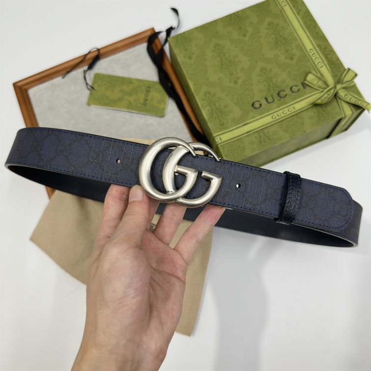 GUCCI GG MARMONT REVERSIBLE BELT BLUE AND DARK BLUE GG SUPREME - AB007