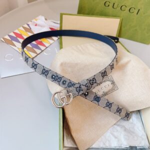 GUCCI GG MARMONT THIN BELT BEIGE AND BLUE ORIGINAL GG CANVAS - AB021