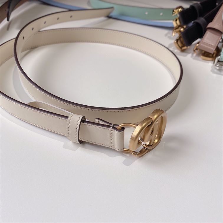 GUCCI GG MARMONT THIN BELT WHITE LEATHER - AB020