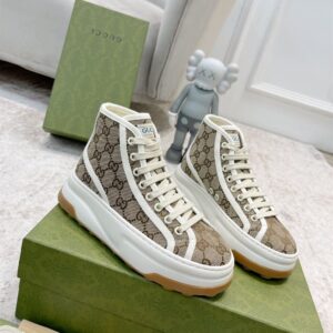 GUCCI GG ORIGINAL CANVAS BEIGE EBONY HIGH-TOP SNEAKERS - G065