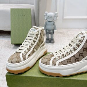 GUCCI GG ORIGINAL CANVAS BEIGE EBONY HIGH-TOP SNEAKERS - G065