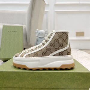 GUCCI GG ORIGINAL CANVAS BEIGE EBONY HIGH-TOP SNEAKERS - G065