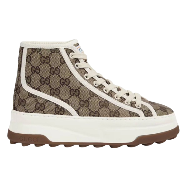 GUCCI GG ORIGINAL CANVAS BEIGE EBONY HIGH-TOP SNEAKERS - G065