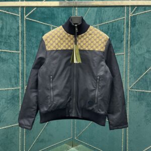 GUCCI NYLON CANVAS ZIP JACKET WITH GG - CA020