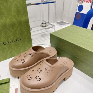 GUCCI PLATFORM PERFORATED G SANDAL - Q074