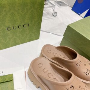 GUCCI PLATFORM PERFORATED G SANDAL - Q074