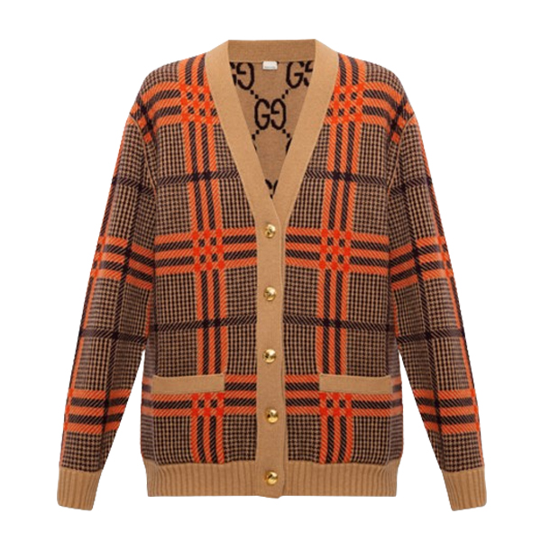 GUCCI REVERSIBLE KNIT WOOL CARDIGAN - H018