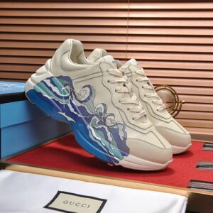 GUCCI RHYTON LEATHER SNEAKER WITH WAVE - G160