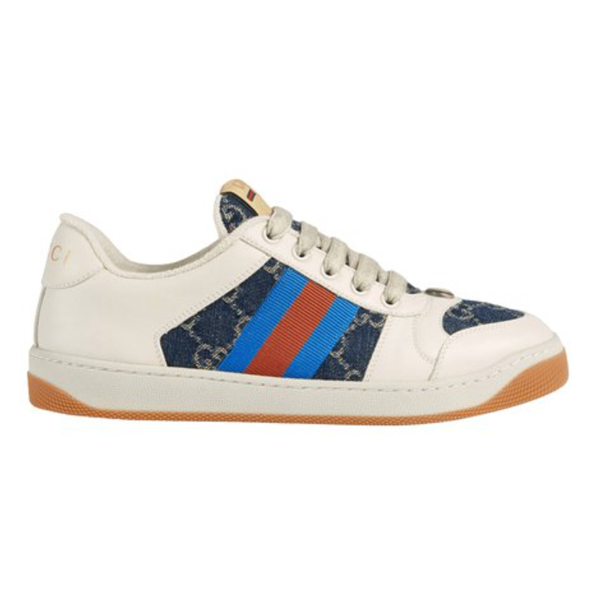 GUCCI SCREENER GG CANVAS DENIM IVORY SNEAKERS - G072