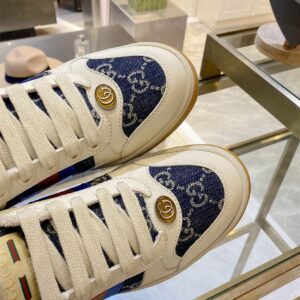 GUCCI SCREENER GG CANVAS DENIM IVORY SNEAKERS - G072