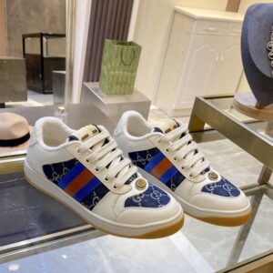 GUCCI SCREENER GG CANVAS DENIM IVORY SNEAKERS - G072