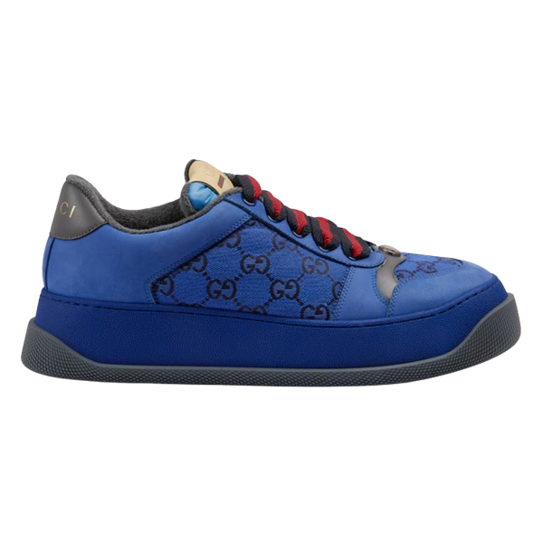 GUCCI SCREENER GG SNEAKER BLUE AND BLACK GG CANVAS - G108