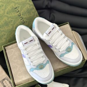 GUCCI SCREENER LOW-TOP SNEAKERS LIGHT BLUE AND WHITE - G033