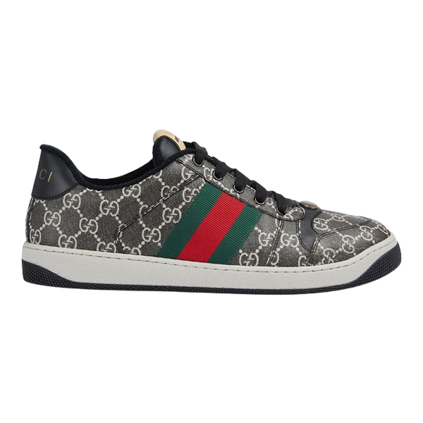 GUCCI SCREENER SNEAKER BLACK AND GREY GG SUPREME CANVAS - G060