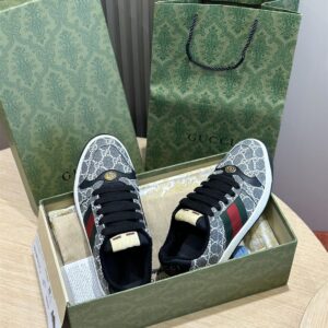 GUCCI SCREENER SNEAKER BLACK AND GREY GG SUPREME CANVAS - G060